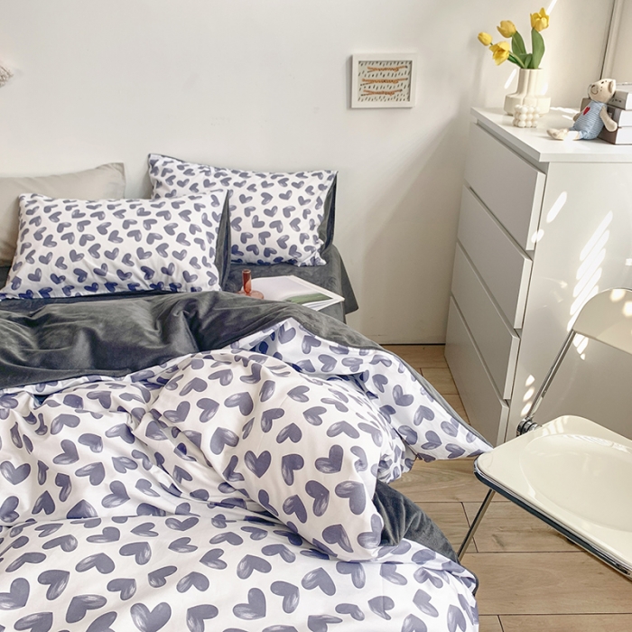 91家纺网 家纺一手货源 找家纺 怡家居 2021新款AB版棉加绒四件套卡通系列 心语心愿