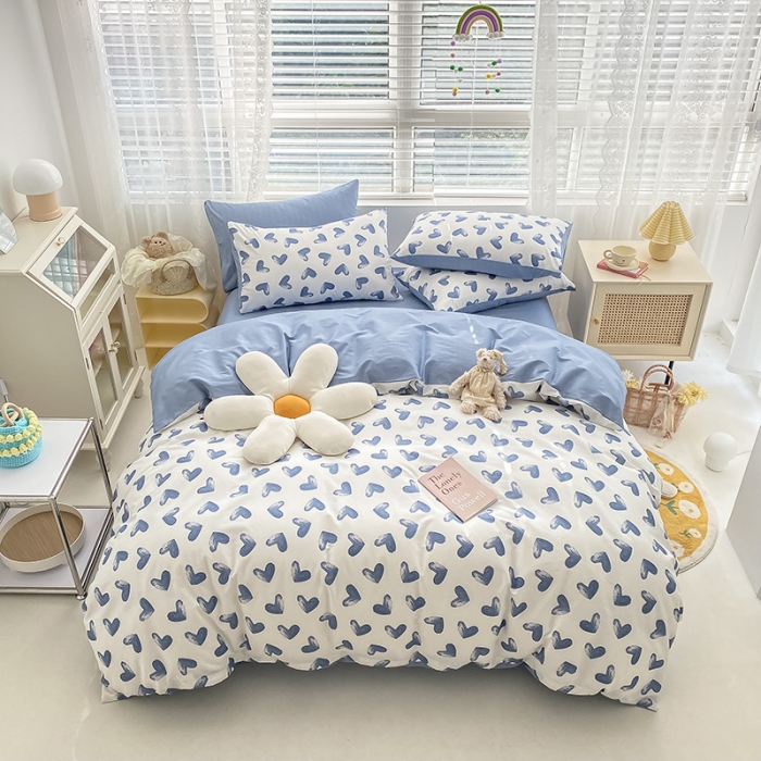 91家纺网 家纺一手货源 找家纺 曼之夏 2022新款全棉清新印花四件套 卿心挽梦