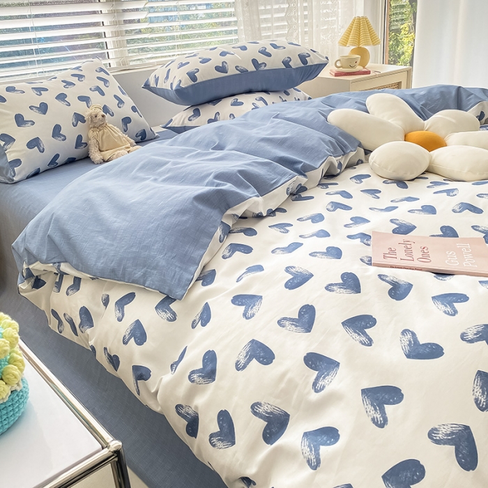 91家纺网 家纺一手货源 找家纺 曼之夏 2022新款全棉清新印花四件套 卿心挽梦