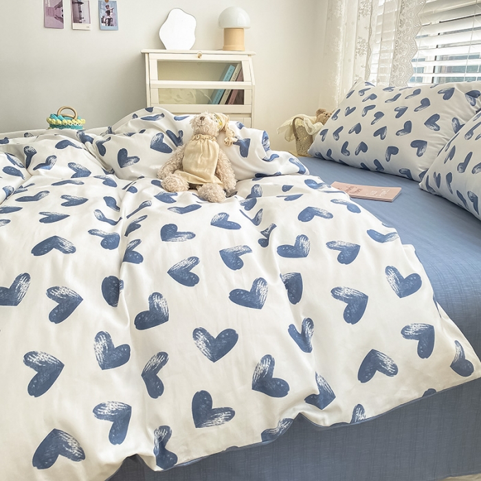 91家纺网 家纺一手货源 找家纺 曼之夏 2022新款全棉清新印花四件套 卿心挽梦