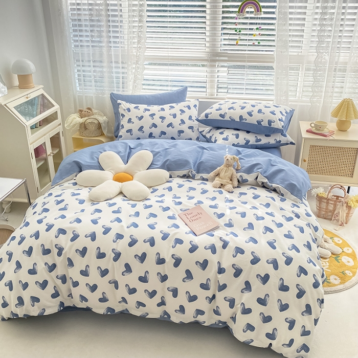 91家纺网 家纺一手货源 找家纺 曼之夏 2022新款全棉清新印花四件套 卿心挽梦