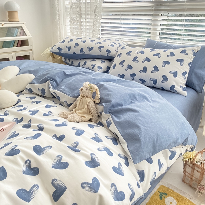 91家纺网 家纺一手货源 找家纺 曼之夏 2022新款全棉清新印花四件套 卿心挽梦