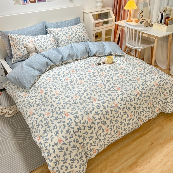 91家纺网 家纺一手货源 找家纺 芊寻家居 2024年新款全棉印花13372四件套 菲菲兔