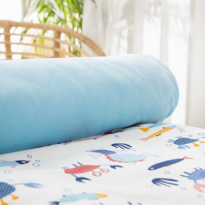 91家纺网 家纺一手货源 找家纺 乐秀 2024新款幼儿园双面四季款儿童床垫套+床垫芯海底世界