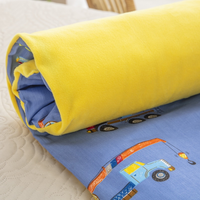 91家纺网 家纺一手货源 找家纺 乐秀 2024新款幼儿园双面四季款儿童床垫套+床垫芯水彩汽车