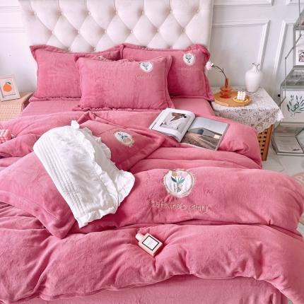 91家纺网 家纺一手货源 找家纺 （总）苏拉家居 2021新款牛奶绒婴儿绒贴布刺绣四件套