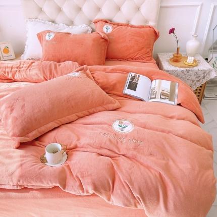 91家纺网 家纺一手货源 找家纺 （总）苏拉家居 2021新款牛奶绒婴儿绒贴布刺绣四件套