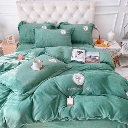 91家纺网 家纺一手货源 找家纺 （总）苏拉家居 2021新款牛奶绒婴儿绒贴布刺绣四件套