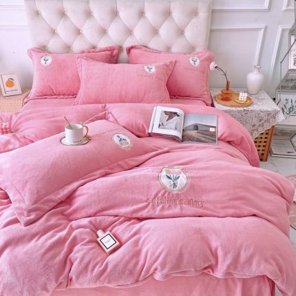 91家纺网 家纺一手货源 找家纺 （总）苏拉家居 2021新款牛奶绒婴儿绒贴布刺绣四件套