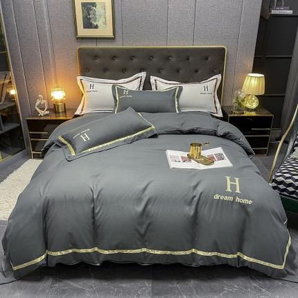 91家纺网 家纺一手货源 找家纺 （总）千希家纺 2022新款直播大H水洗棉绣花磨毛四件套 