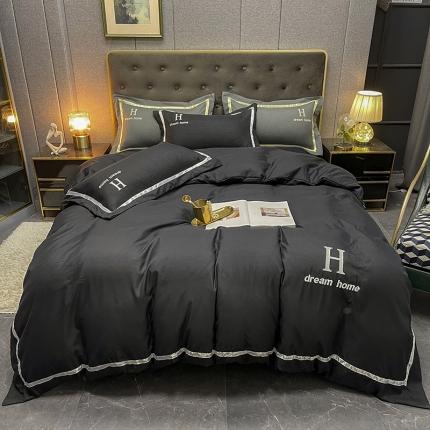 91家纺网 家纺一手货源 找家纺 （总）千希家纺 2022新款直播大H水洗棉绣花磨毛四件套 