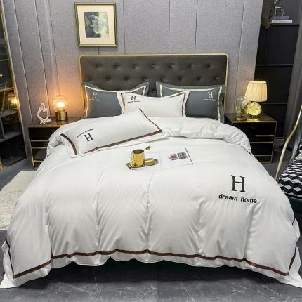 91家纺网 家纺一手货源 找家纺 （总）千希家纺 2022新款直播大H水洗棉绣花磨毛四件套 