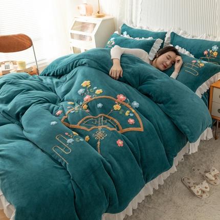 91家纺网 家纺一手货源 找家纺 （总）新款牛奶绒毛巾绣水晶雕花宝宝绒魔法绒法莱雪花绒四件套