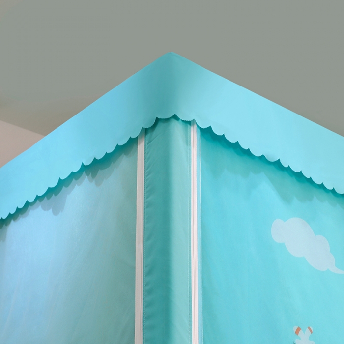 91家纺网 家纺一手货源 找家纺 总迪凡保罗蚊帐新款5825带遮光帘不锈钢高度伸缩支架子母蚊帐