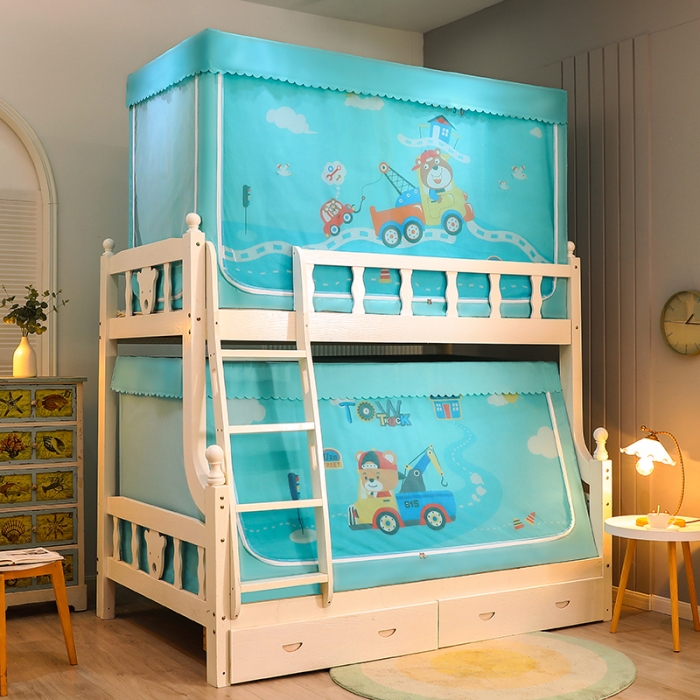 91家纺网 家纺一手货源 找家纺 总迪凡保罗蚊帐新款5825带遮光帘不锈钢高度伸缩支架子母蚊帐