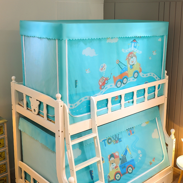 91家纺网 家纺一手货源 找家纺 总迪凡保罗蚊帐新款5825带遮光帘不锈钢高度伸缩支架子母蚊帐