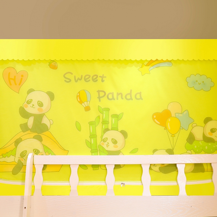 91家纺网 家纺一手货源 找家纺 迪凡保罗蚊帐 5825带遮光帘烤漆支架子母蚊帐 开心熊猫