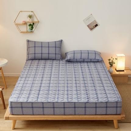 91家纺网 家纺一手货源 找家纺 （总）爱喔 2021新款日式良品A类全棉色织水洗棉夹棉床笠