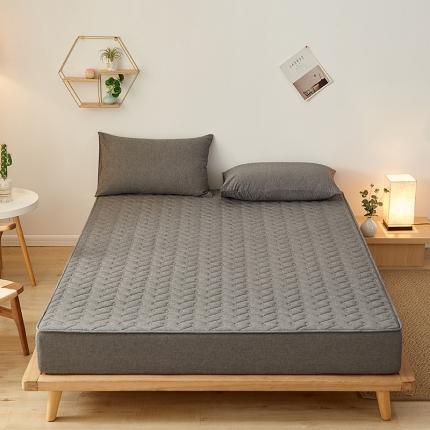 91家纺网 家纺一手货源 找家纺 爱喔 2021新款日式良品A类全棉色织水洗棉夹棉床笠 星空灰