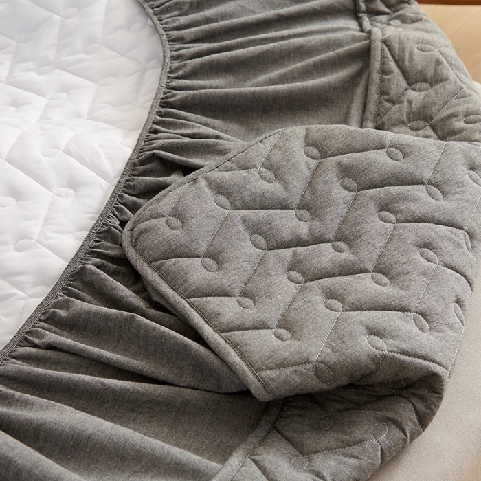 91家纺网 家纺一手货源 找家纺 爱喔 2021新款日式良品A类全棉色织水洗棉夹棉床笠 星空灰