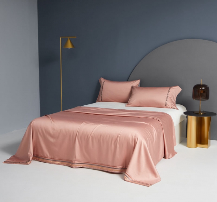 91家纺网 家纺一手货源 找家纺 蓝巢家纺2021新款刺绣100s长绒棉单床单 奢曼-浅豆沙