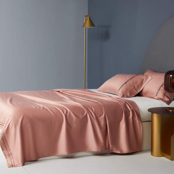 91家纺网 家纺一手货源 找家纺 蓝巢家纺2021新款刺绣100s长绒棉单床单 奢曼-浅豆沙