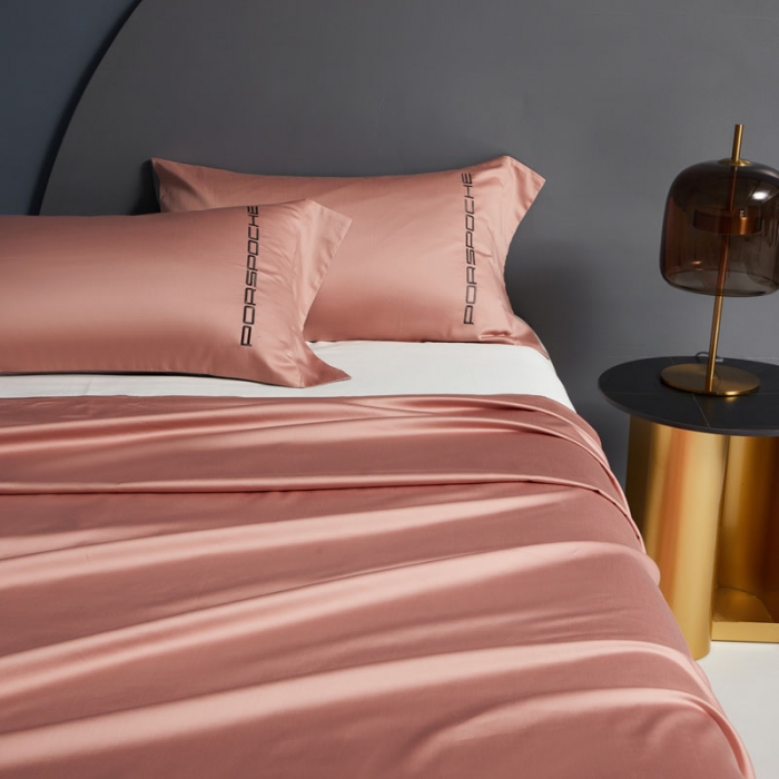 91家纺网 家纺一手货源 找家纺 蓝巢家纺2021新款刺绣100s长绒棉单床单 奢曼-浅豆沙