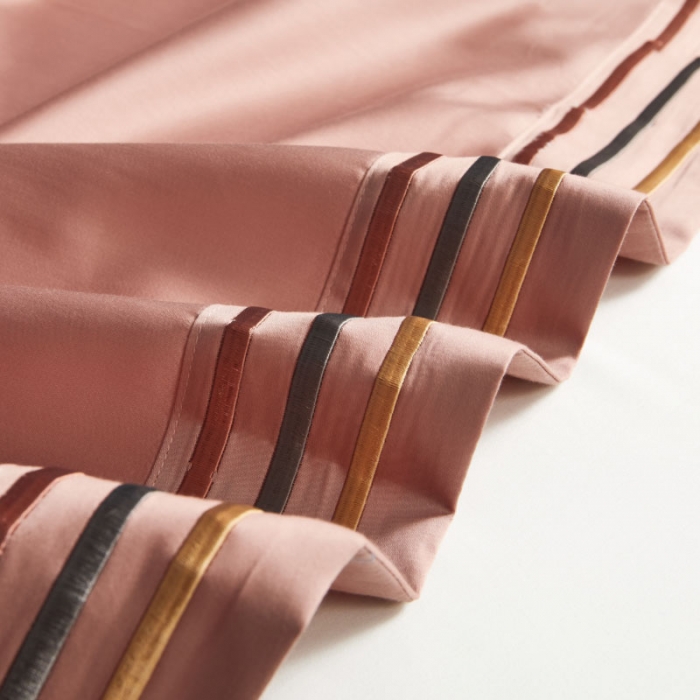 91家纺网 家纺一手货源 找家纺 蓝巢家纺2021新款刺绣100s长绒棉单床单 奢曼-浅豆沙