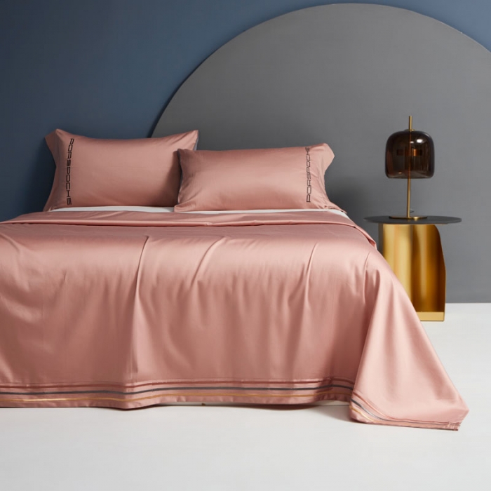 91家纺网 家纺一手货源 找家纺 蓝巢家纺2021新款刺绣100s长绒棉单床单 奢曼-浅豆沙