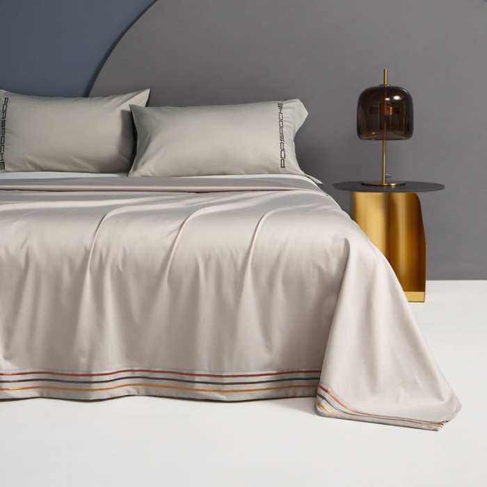 91家纺网 家纺一手货源 找家纺 蓝巢家纺2021新款刺绣100s长绒棉单床单 奢曼-山灰