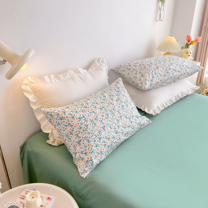 91家纺网 家纺一手货源 找家纺 艾沁家纺13372纯棉碎花四件套 白茶