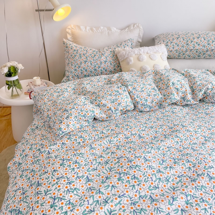 91家纺网 家纺一手货源 找家纺 艾沁家纺13372纯棉碎花四件套 白茶