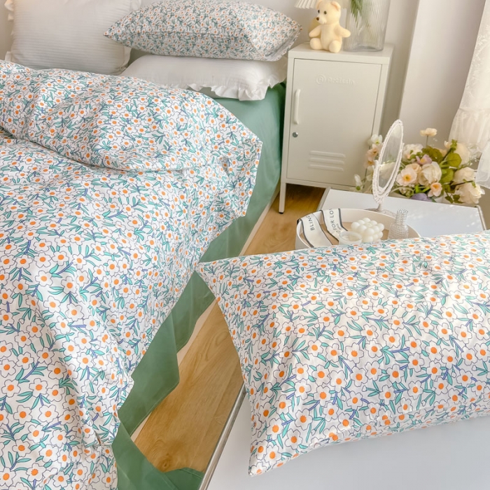 91家纺网 家纺一手货源 找家纺 艾沁家纺13372纯棉碎花四件套 白茶