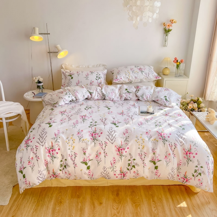 91家纺网 家纺一手货源 找家纺 艾沁家纺13372纯棉碎花四件套花间