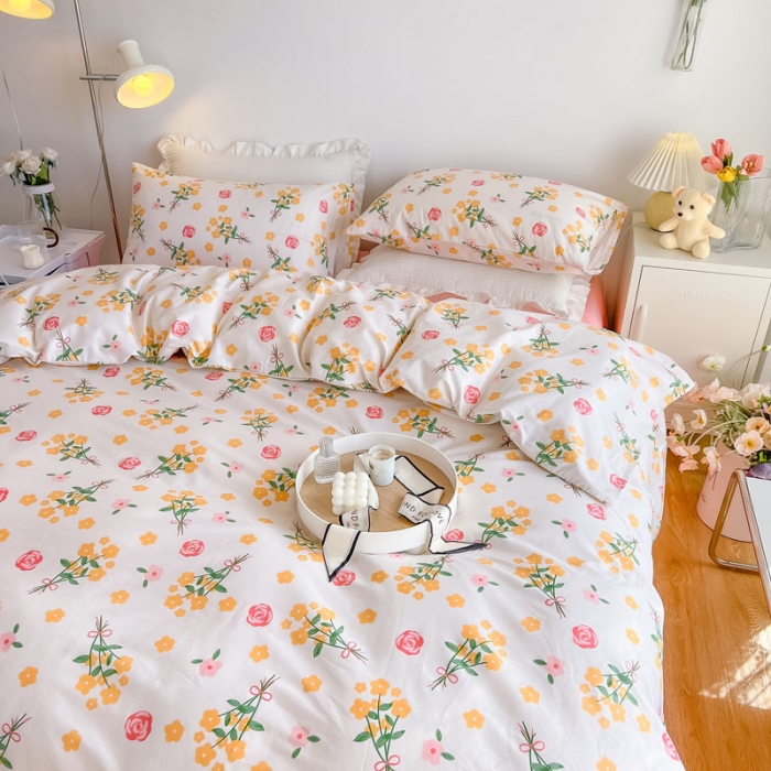 91家纺网 家纺一手货源 找家纺 艾沁家纺13372纯棉碎花四件套花枝