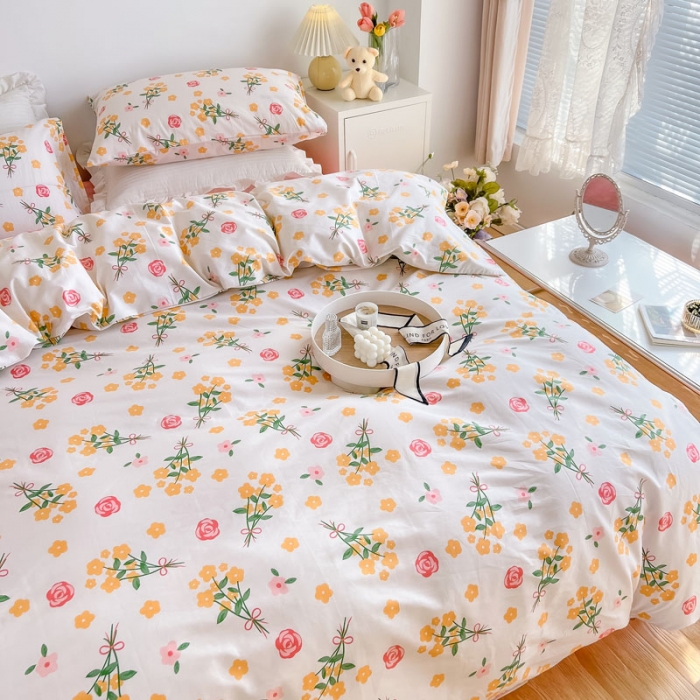 91家纺网 家纺一手货源 找家纺 艾沁家纺13372纯棉碎花四件套花枝