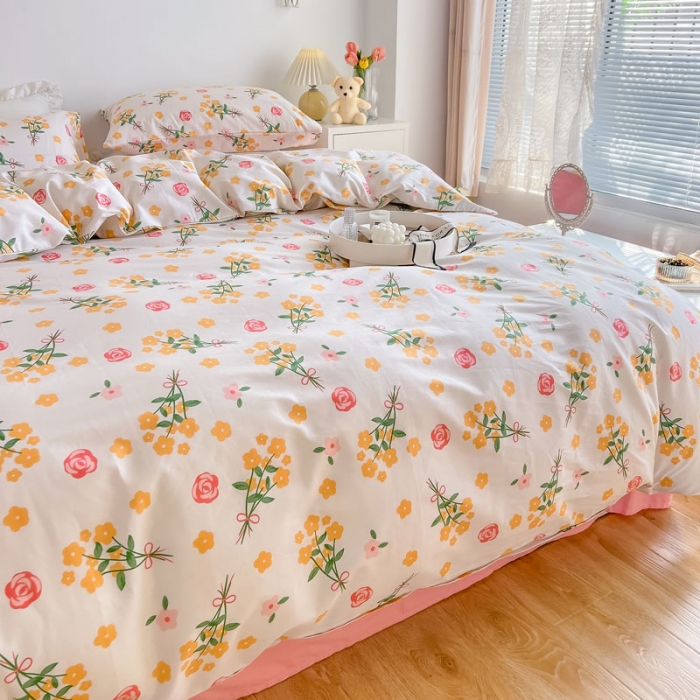 91家纺网 家纺一手货源 找家纺 艾沁家纺13372纯棉碎花四件套花枝