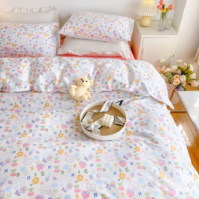 91家纺网 家纺一手货源 找家纺 艾沁家纺13372纯棉碎花四件套童话