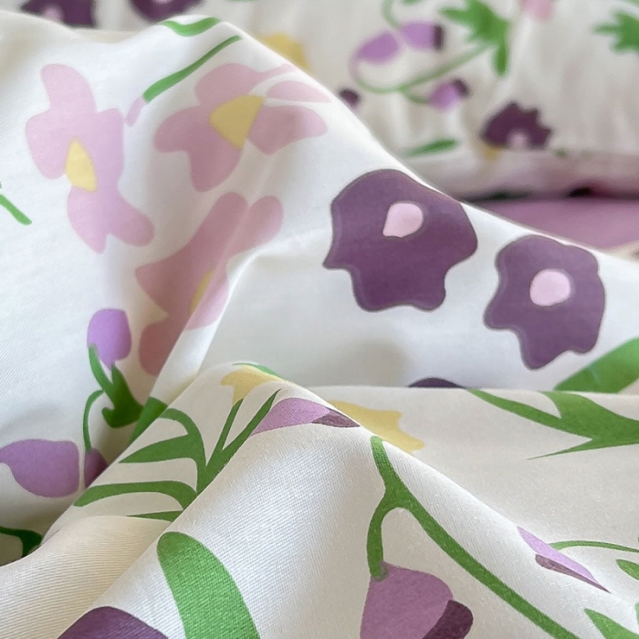 91家纺网 家纺一手货源 找家纺 艾沁家纺13372纯棉碎花四件套 紫璃