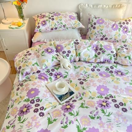 91家纺网 家纺一手货源 找家纺 艾沁家纺13372纯棉碎花四件套 紫璃