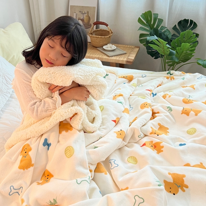 91家纺网 家纺一手货源 找家纺 萝莉家纺2021保暖加厚牛奶绒毛毯羊羔绒毯子被套毯顽皮狗