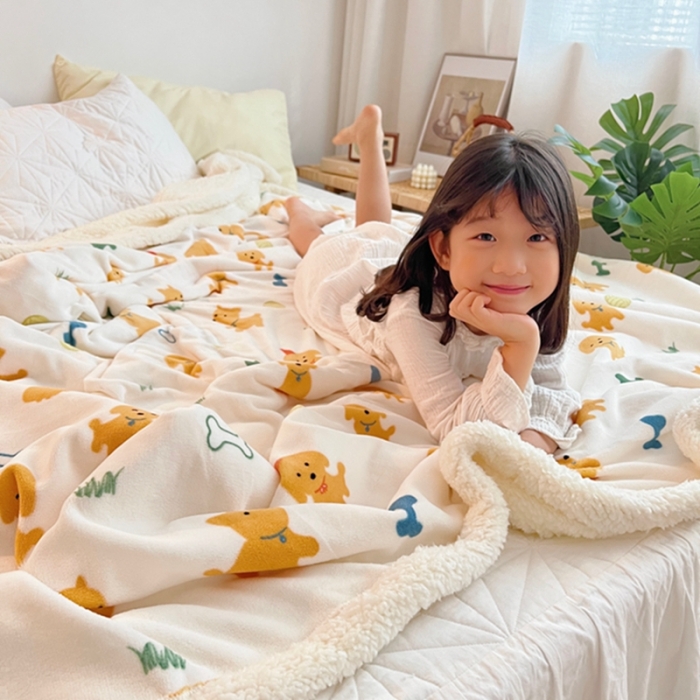 91家纺网 家纺一手货源 找家纺 萝莉家纺2021保暖加厚牛奶绒毛毯羊羔绒毯子被套毯顽皮狗