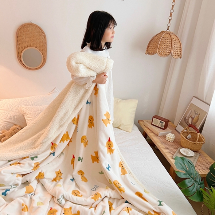 91家纺网 家纺一手货源 找家纺 萝莉家纺2021保暖加厚牛奶绒毛毯羊羔绒毯子被套毯顽皮狗
