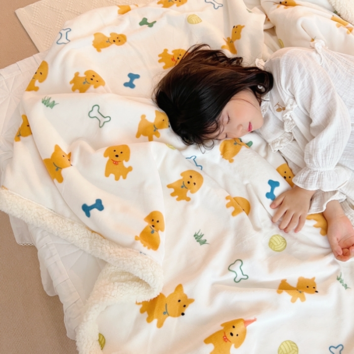 91家纺网 家纺一手货源 找家纺 萝莉家纺2021保暖加厚牛奶绒毛毯羊羔绒毯子被套毯顽皮狗