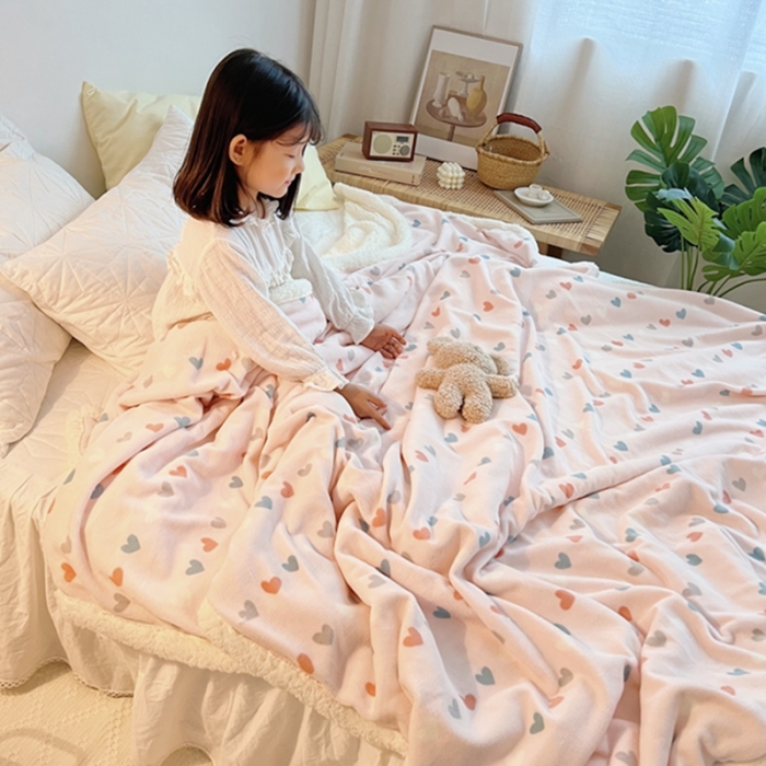 91家纺网 家纺一手货源 找家纺 萝莉家纺2021保暖加厚牛奶绒毛毯羊羔绒毯子被套毯小爱心