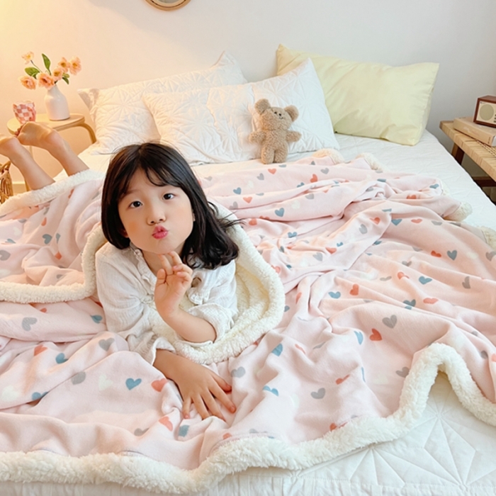 91家纺网 家纺一手货源 找家纺 萝莉家纺2021保暖加厚牛奶绒毛毯羊羔绒毯子被套毯小爱心