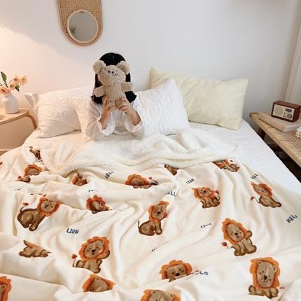 萝莉家纺2021保暖加厚牛奶绒毛毯羊羔绒毯子被套毯小狮子