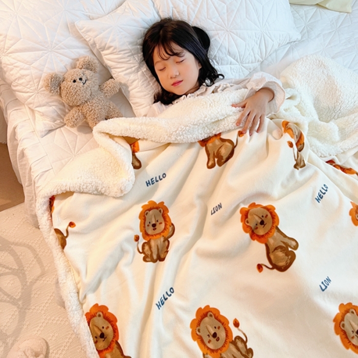 91家纺网 家纺一手货源 找家纺 萝莉家纺2021保暖加厚牛奶绒毛毯羊羔绒毯子被套毯小狮子