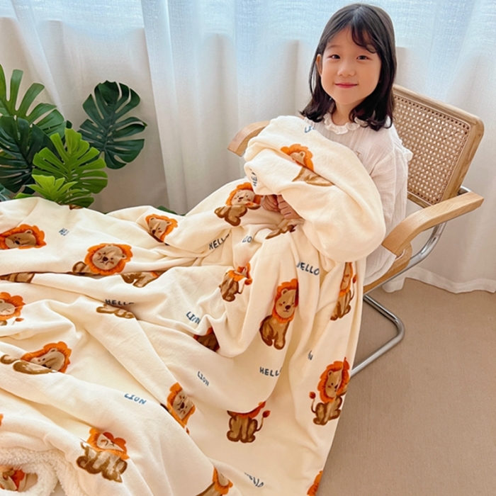 91家纺网 家纺一手货源 找家纺 萝莉家纺2021保暖加厚牛奶绒毛毯羊羔绒毯子被套毯小狮子