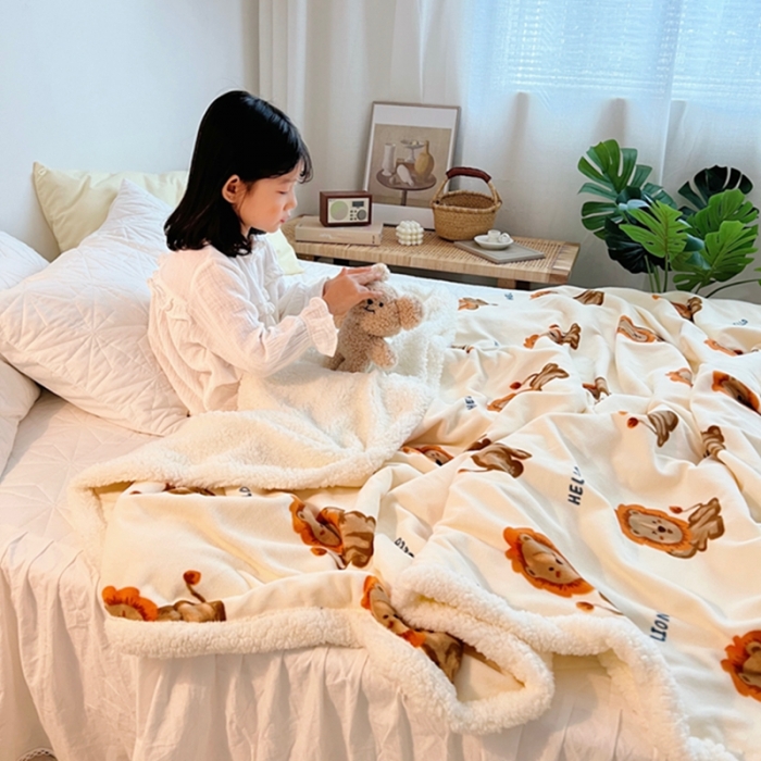 91家纺网 家纺一手货源 找家纺 萝莉家纺2021保暖加厚牛奶绒毛毯羊羔绒毯子被套毯小狮子